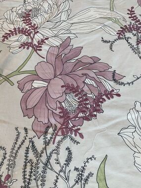 Mauve Floral Duvet Cover embroidered Pink, Green w/ pillow case